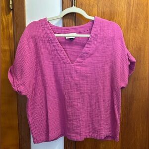 Universal Thread Pink Textured V-Neck Blouse